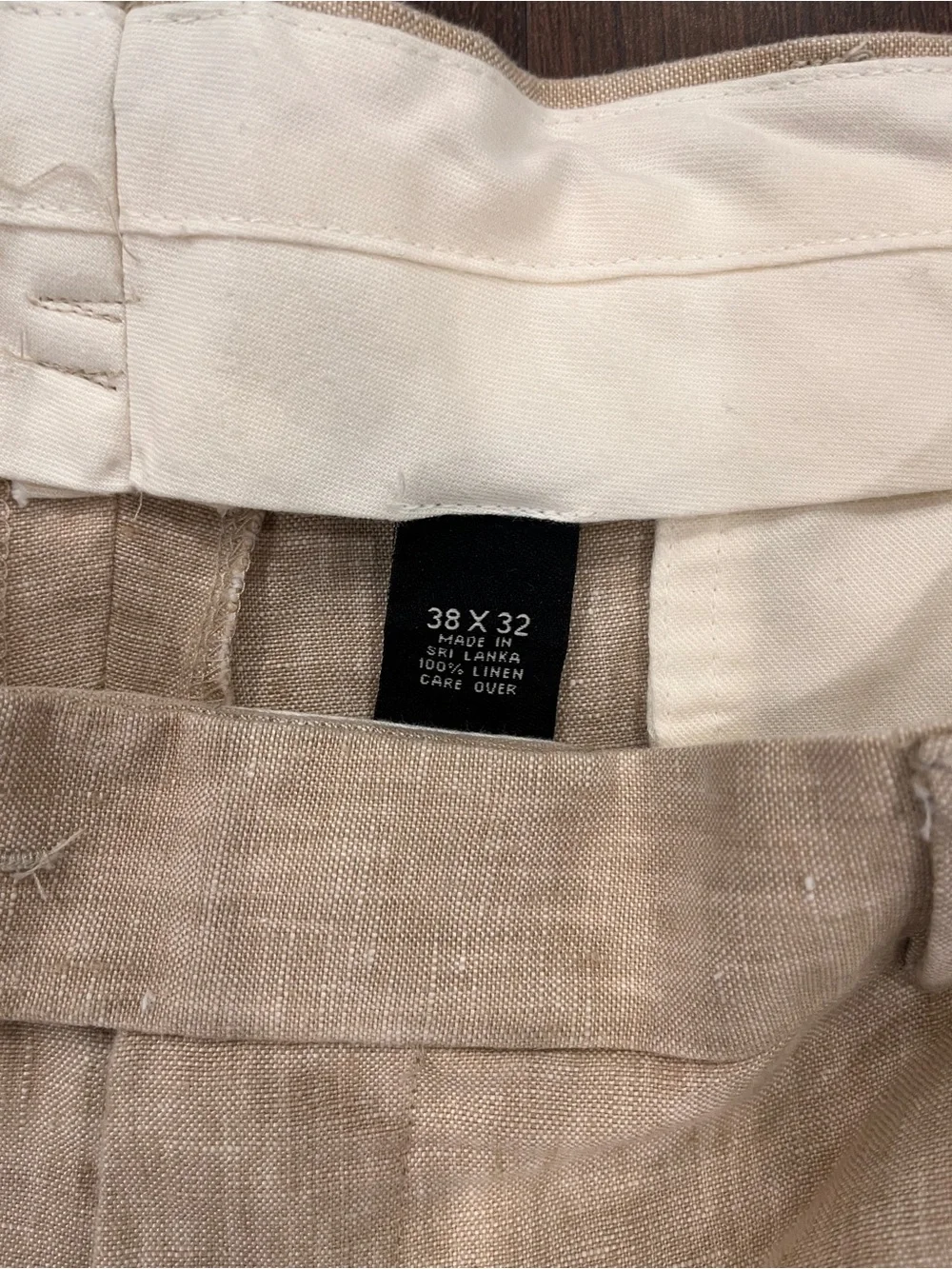 Jos. A. Bank Mens 38x32 Khaki 100% Linen Pleated Traveler's Collection Pants